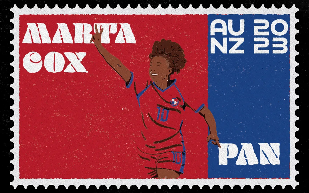 Vintage Stamp Illustration of Marta Cox for the Women's World Cup