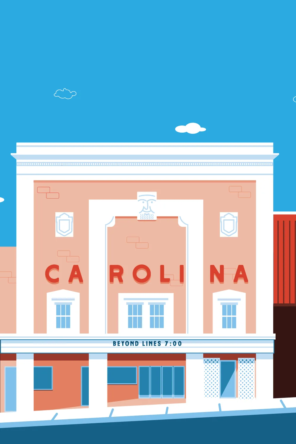 Illustration of the Carolina Theater in Hickory NC by Beyond Lines