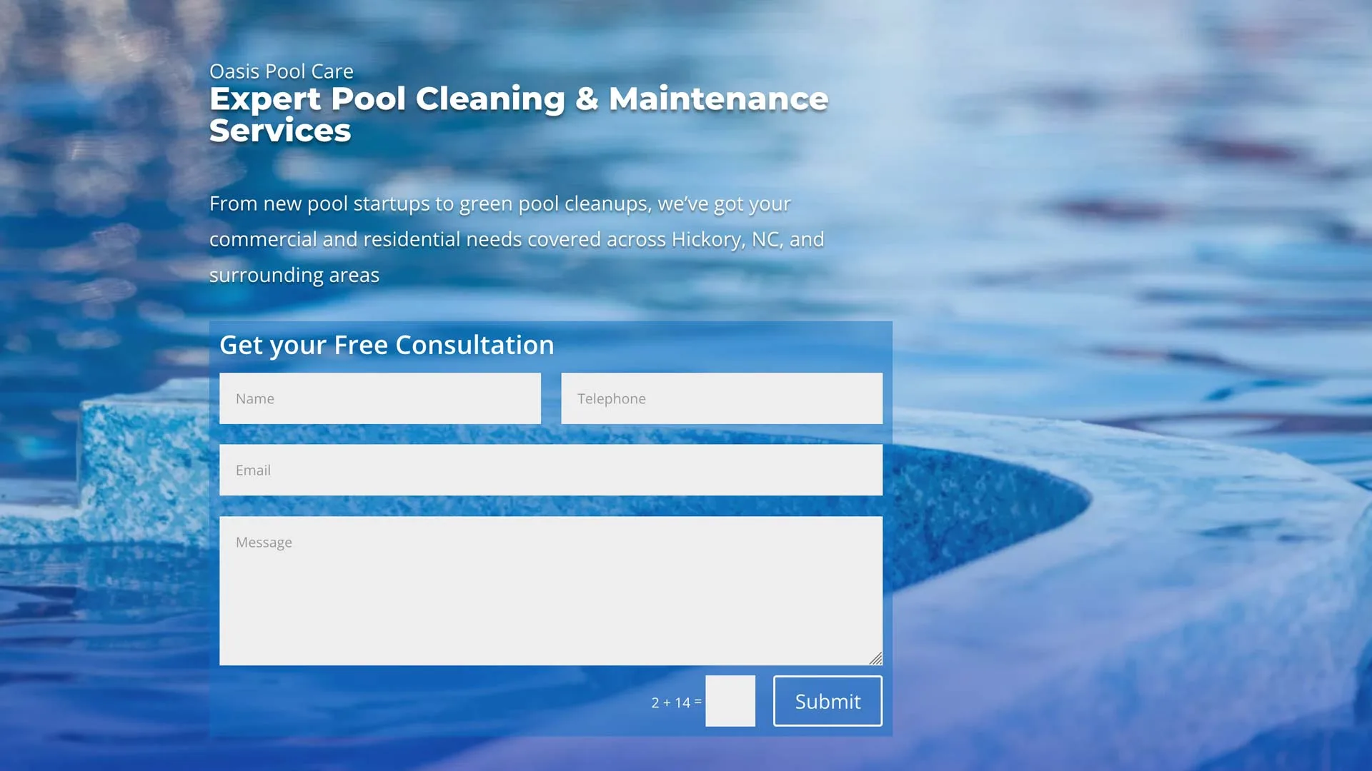 Oasis Pool Care NC website designed by Hickory NC web design service.